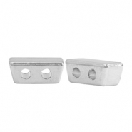 Metall Perlen DQ Duo Beads Rechteck Antik silber (Nickelfrei)