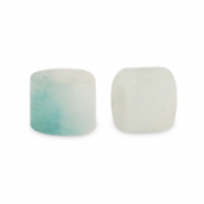 Natursteinperlen Chalcedon (Quarz) Disc 3x2mm Multicolour turquoise-off white