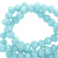 Top Glas Facett Perlen 4x3mm rondellen Serenity blue-pearl shine coating