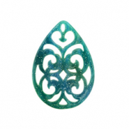Resin Anh&auml;nger Tropfen Barock 38x27mm Ocean green