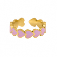 Ringe aus Stainless Steel - Rostfreiem Stahl Enamel Herz Lilac-gold