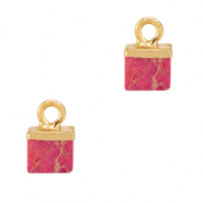 Naturstein Anh&auml;nger Cube Exotic red-gold