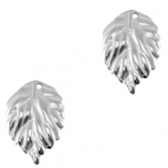 Stainless Steel - Rostfrei Stahl Anh&auml;nger Blatt Silver