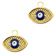 Stainless Steel - Rostfrei Stahl Anh&auml;nger Auge der Vorsehung Enamel Gold-blue