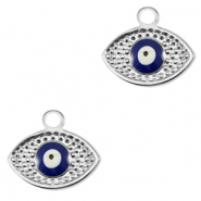 Stainless Steel - Rostfrei Stahl Anh&auml;nger Auge der Vorsehung Enamel Silver-blue
