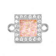 Brass TQ Metall Anh&auml;nger Zwischenst&uuml;ck Viereck Enamel Silver-light pink