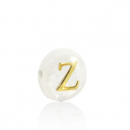 Muschel-Perlen S&uuml;&szlig;wasserperlmutt Buchstaben Z Gold-white (Naturliche Farbe Muschel)