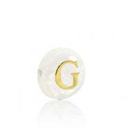 Muschel-Perlen S&uuml;&szlig;wasserperlmutt Buchstaben G Gold-white (Naturliche Farbe Muschel)
