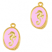 Metall Anh&auml;nger DQ Seepferdchen Gold-lilac rose (nikkelvrij)
