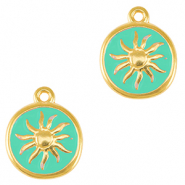 Metall Anh&auml;nger DQ Sonne Gold-veraman blue (nikkelvrij)