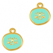 Metall Anh&auml;nger DQ Lotus Gold-veraman blue (nikkelvrij)