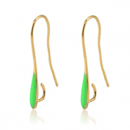 Metall Zubeh&ouml;r DQ Ohrringe Gold-neon green (Nickelfrei)
