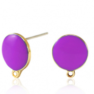 Metall Zubeh&ouml;r DQ Ohrstecker Gold-purple (Nickelfrei)