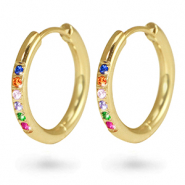 Ohrringe aus Stainless Steel - Rostfreiem Stahl Creolen Zirkonia 21mm Gold