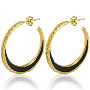 Ohrringe aus Stainless Steel - Rostfreiem Stahl Creolen 30mm Gold-black
