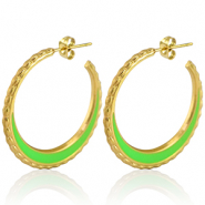 Ohrringe aus Stainless Steel - Rostfreiem Stahl Creolen 30mm Gold-neon green