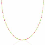 Ketten aus Stainless Steel - Rostfreiem Stahl Neon pink-green-gold
