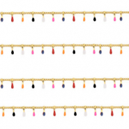 Stainless Steel - Rostfrei Stahl Schmuckzubeh&ouml;r Gliederkette Spike Gold-multicolour