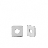 Metall Perlen DQ Disc Viereck 4mm Antik Silber (Nickelfrei)
