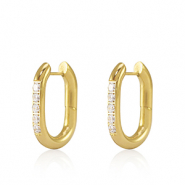 Ohrringe aus Stainless Steel - Rostfreiem Stahl Creolen Zirkonia Oval 20x13.5mm Gold