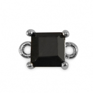 Kristallglas Zwischenst&uuml;cke Viereck Jet black-silver