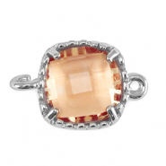 Kristallglas Zwischenst&uuml;cke Viereck Peachy rose-silver