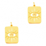 Stainless Steel - Rostfrei Stahl Anh&auml;nger Auge der Vorsehung Rechteck Gold
