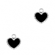 Stainless Steel - Rostfrei Stahl Anh&auml;nger Herz Silver-black