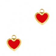 Stainless Steel - Rostfrei Stahl Anh&auml;nger Herz Gold-red white