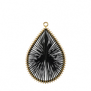 Geh&auml;kelte Anh&auml;nger mit Makramee Band Tropfen Gold-black