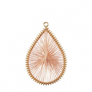 Geh&auml;kelte Anh&auml;nger mit Makramee Band Tropfen Gold-pink