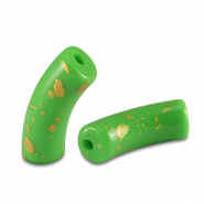 Acryl perlen Tube shiny Light green-gold
