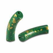 Acryl perlen Tube shiny Dark green-gold