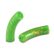 Acryl perlen Tube shiny Light green-gold