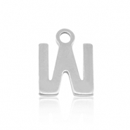 Stainless Steel - Rostfrei Stahl Anh&auml;nger Initial W Silver
