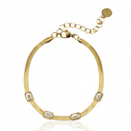 Snake Armb&auml;nder aus Stainless Steel - Rostfreiem Stahl Crystal Gold-crystal