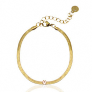 Snake Armb&auml;nder aus Stainless Steel - Rostfreiem Stahl Crystal Gold-pink