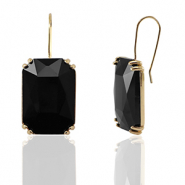 Ohrringe / Ohrstecker aus Kristallglas Rechteck Black-gold