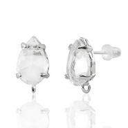 Ohrringe / Ohrstecker aus Kristallglas mit &Ouml;se Tropfen Crystal-silver