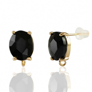 Ohrringe / Ohrstecker aus Kristallglas mit &Ouml;se Oval Black-gold