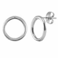 Stainless Steel - Rostfrei Stahl Schmuckzubeh&ouml;r Ohrringe / Ohrstecker 14mm Silver