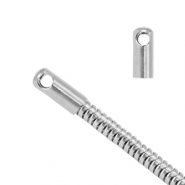 Stainless Steel - Rostfrei Stahl Schmuckzubeh&ouml;r Endkappen f&uuml;r Gliederkette Schlangen &Oslash;2.5mm Silber