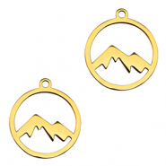 Stainless Steel - Rostfrei Stahl Anh&auml;nger Berg Gold