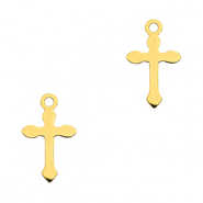 Stainless Steel - Rostfrei Stahl Anh&auml;nger Kreuz Gold