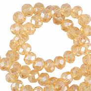 Top Glas Facett Perlen 8x6mm rondellen Marigold yellow-pearl shine coating