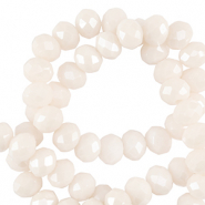 Top Glas Facett Perlen 8x6mm rondellen Light peach white-pearl shine coating