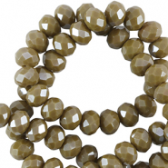 Top Glas Facett Perlen 6x4mm rondellen Chromium oxide green-pearl shine coating