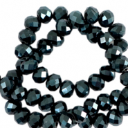 Top Glas Facett Perlen 4x3mm rondellen Forest green-pearl shine coating
