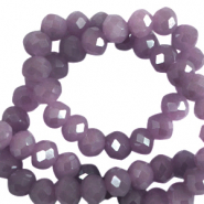 Top Glas Facett Perlen 4x3mm rondellen African purple-pearl shine coating