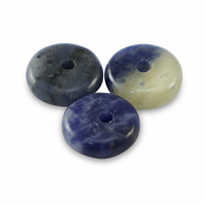 Natursteinperlen Sodalith und Mikrokline Rondell 6mm Blue